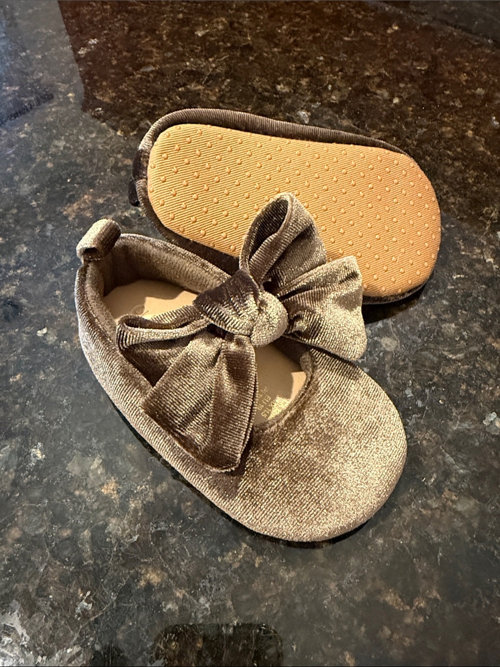 Old Navy Baby Velvet Bow Slip-On Shoes in Brown
